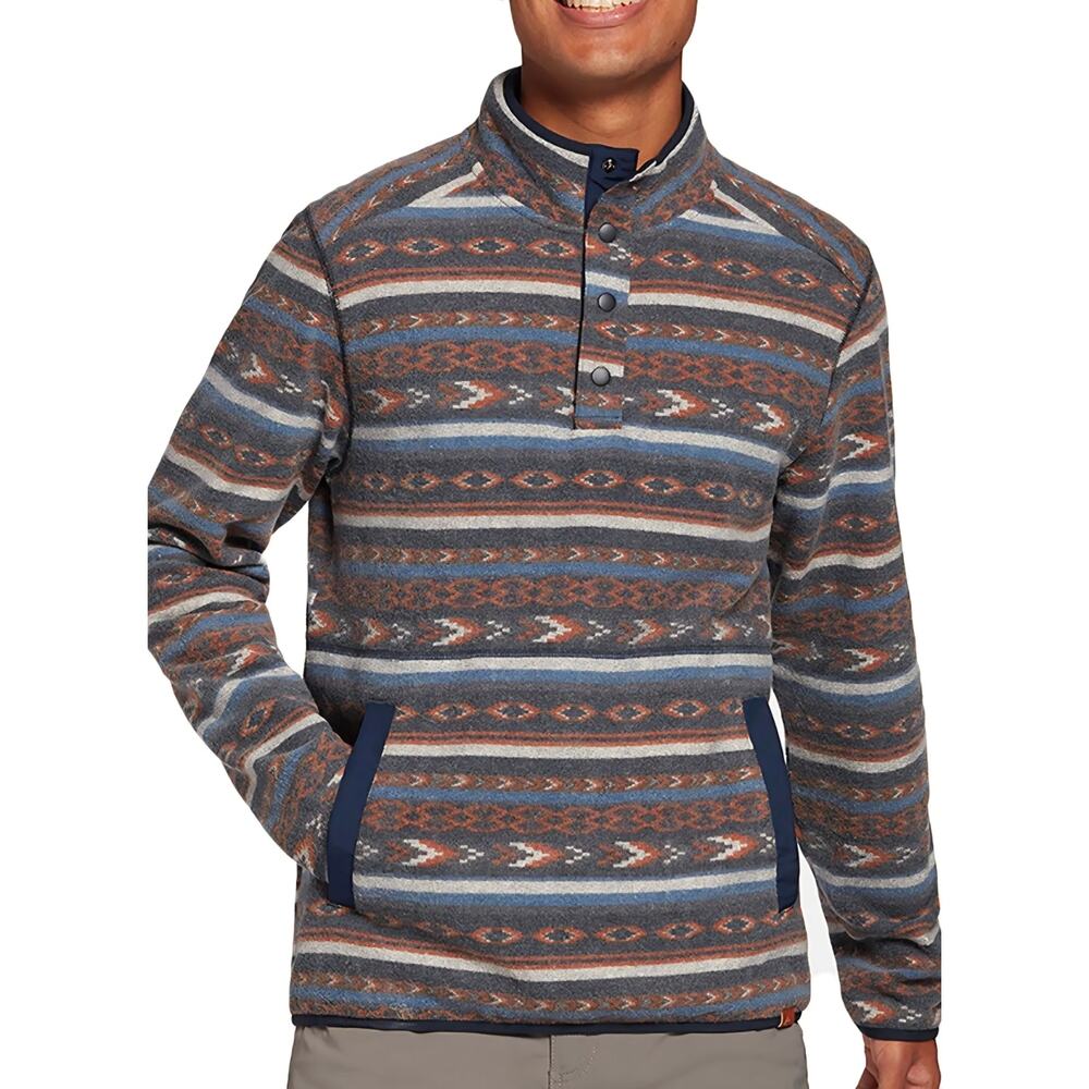 NWT Alpine Design Outlook Point Snap Qtr Pullover Intarsia University Navy S